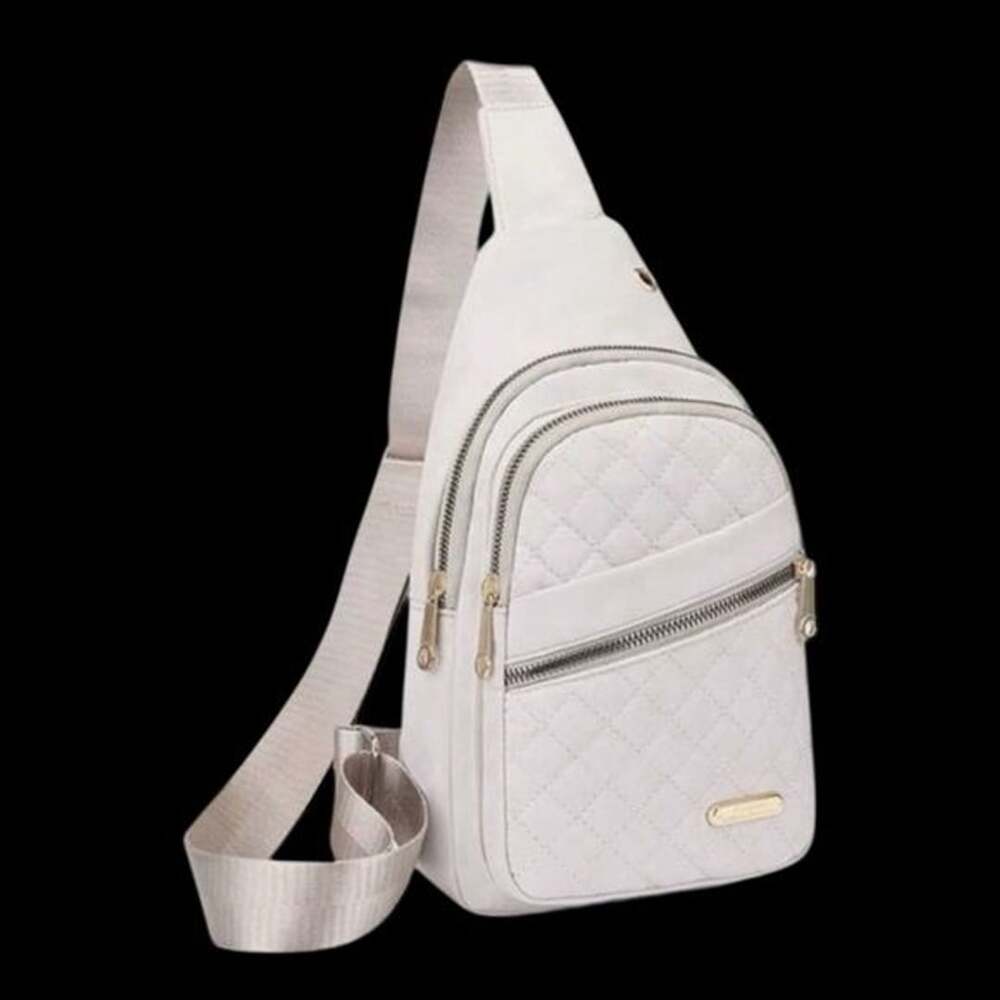 Quilted White Sling Crossbody Bag - Picture 3 of 3